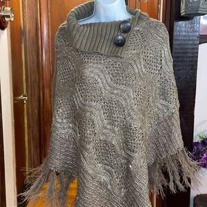 Tan Sequin Fringe shawl